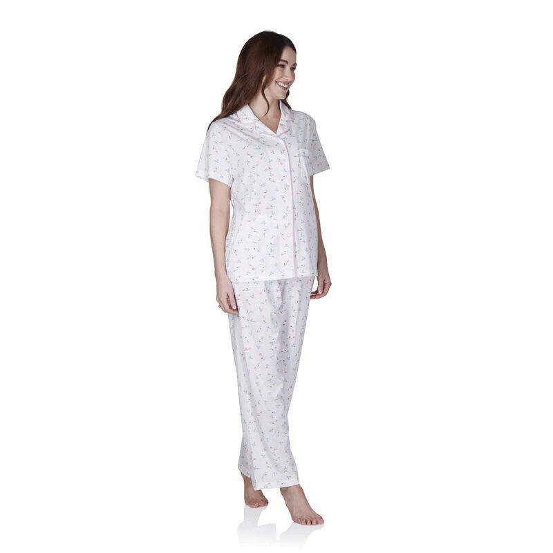 La Marquise Flower Leaf Short Sleeve Button Through Pyjama Set image number 2