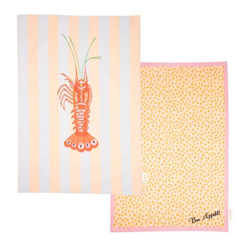 Yvonne Ellen Lobster/Bon Appetit Tea Towels (Set of 2)