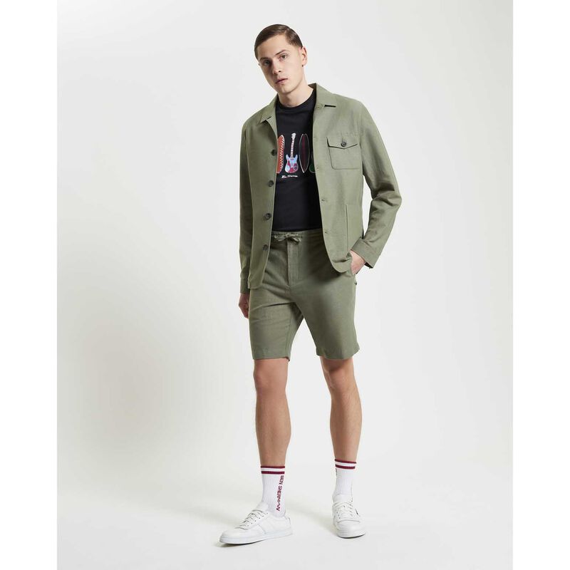 Ben Sherman Linen Cotton Drawcord Shorts image number 3