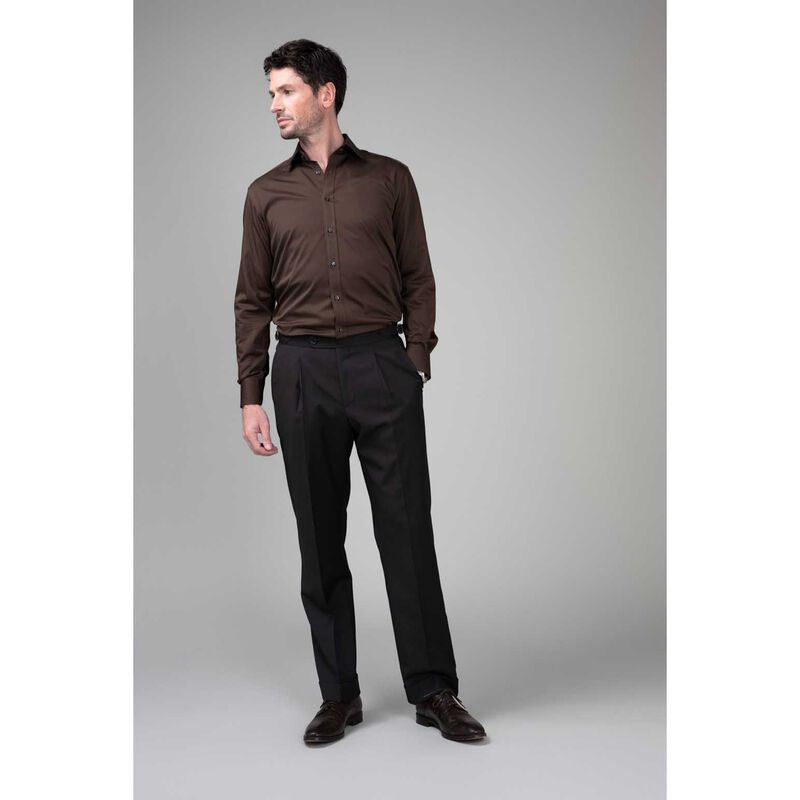 Rembrandt London Chocolate Brown Sateen Shirt image number 3