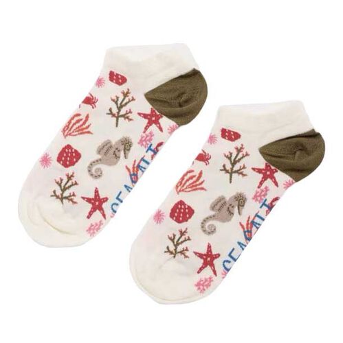 Seasalt Cornwall Womens Bamboo Arty Trainer Socks Starfish Sea Chalk