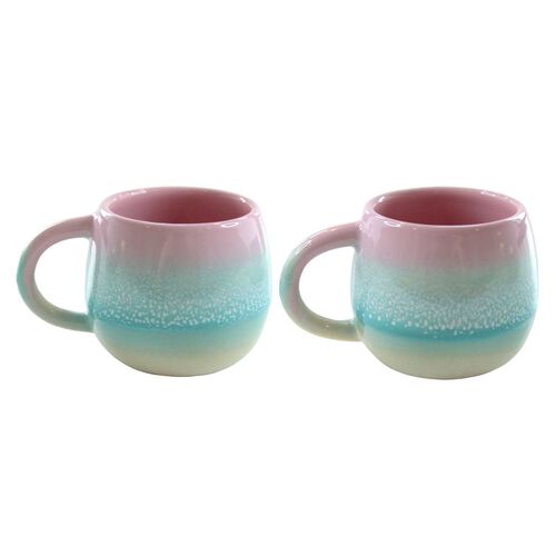 Sass & Belle Pastel Ombre Espresso Mugs Pink & Green - Set Of 2