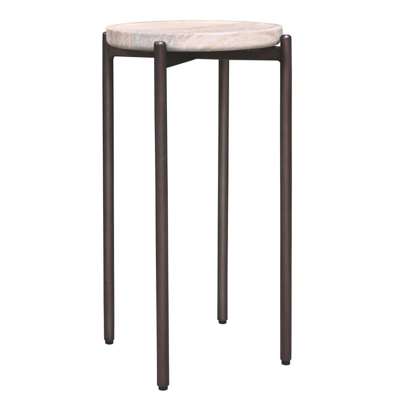 Vista Athen Tall Side Table - Travertine Finish image number 1