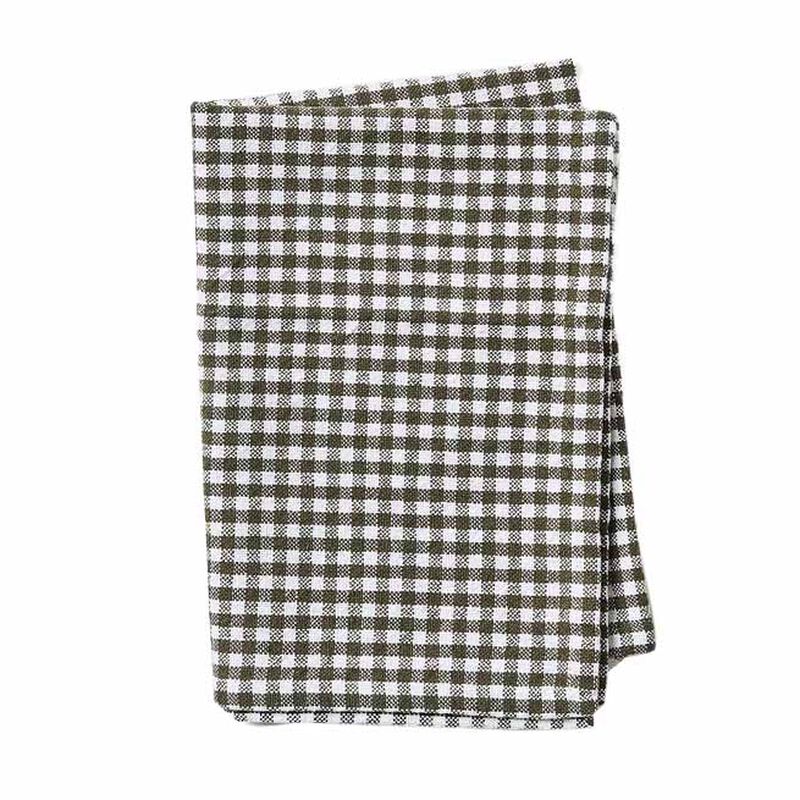 Citt&agrave; Gingham Washed Cotton Tea Towel Olive 50x70cm image number 0