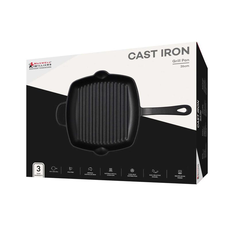 Maxwell & Williams Cast Iron Grill Pan Black 26cm Gift Boxed image number 2