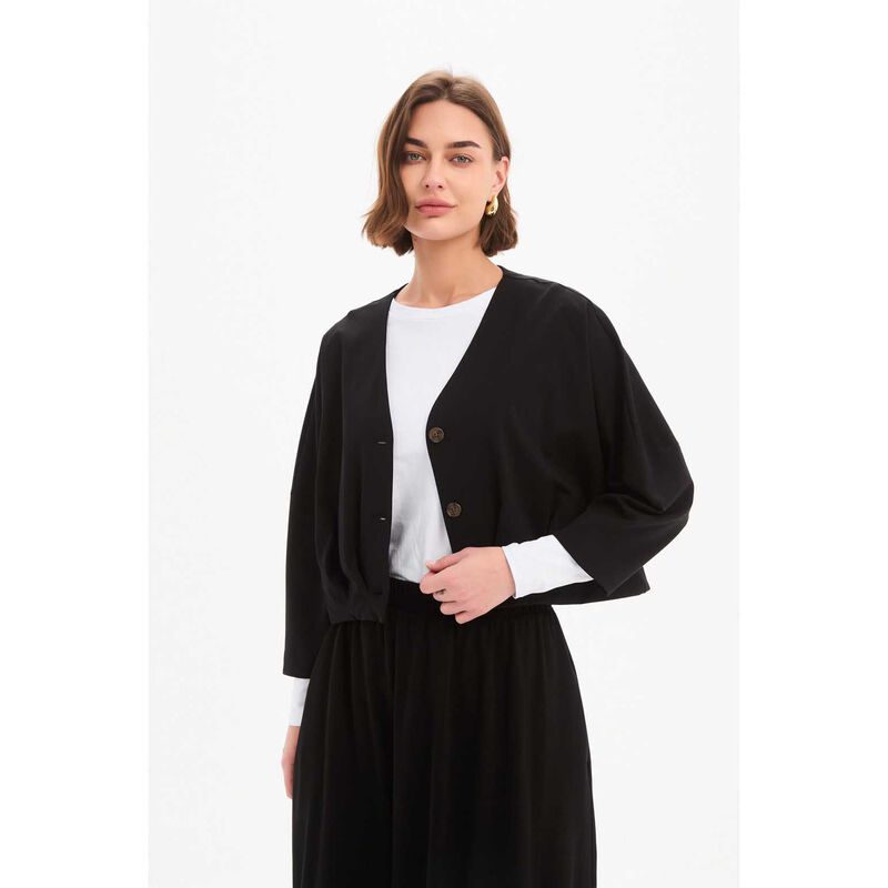 TIRELLI Pleat Hem Crop Cardigan image number 2