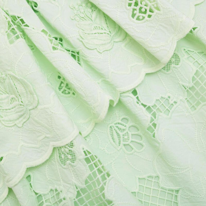 Self Portrait Mint Cotton Lace Peplum Midi Dress image number 2