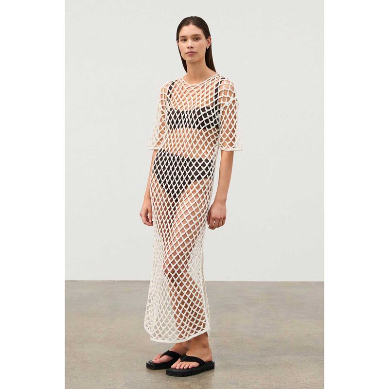 Zulu & Zephyr White Lattice Knit Dress image number 2