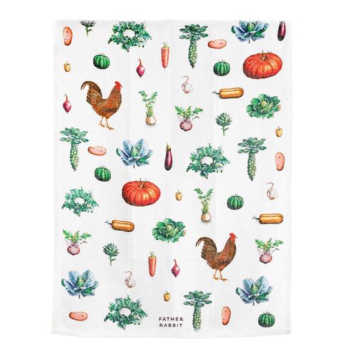 Lettuce Vintage Vegetables Tea Towel