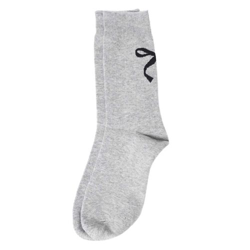 Stella + Gemma Socks Grey With Black Bow
