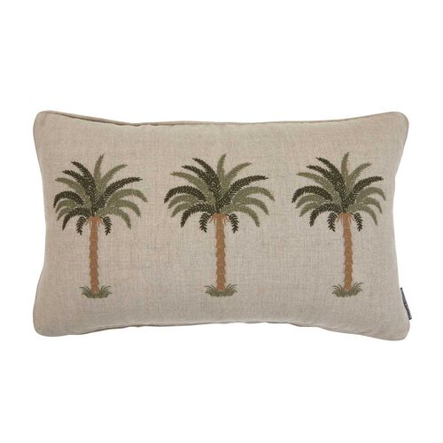 Wallace Cotton Palm Trio Embroidered Rectangle Cushion