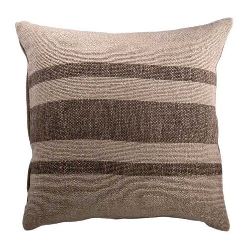 French Country Heavy Linen Stripe Cushion Cover Olive 55x55