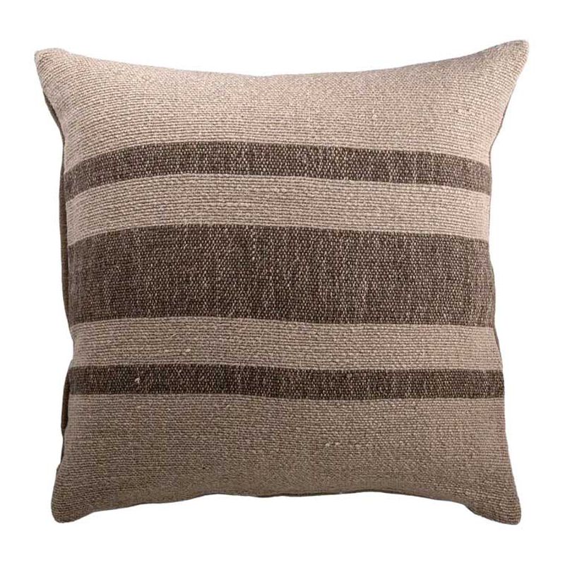 French Country Heavy Linen Stripe Cushion Cover Olive 55x55 image number 0
