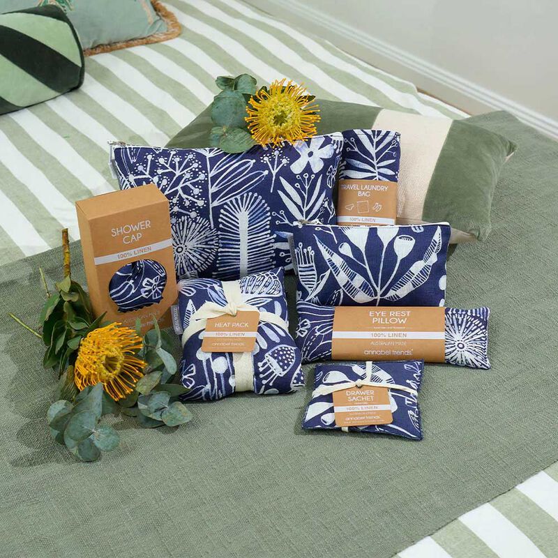 Annabel Trends Linen Cosmetic Bag Small - Navy Natives image number 1
