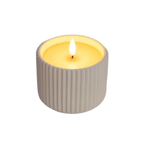 Stellar Haus White Cement Blend AAA LED Candle 7cm
