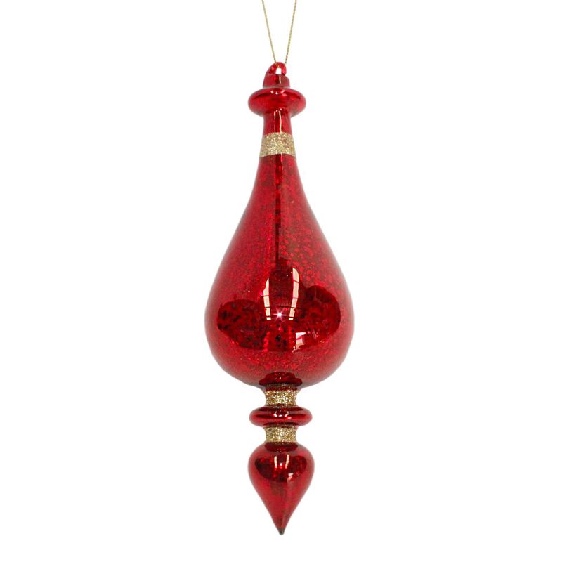 Glass Finial Red with Gold Bands 24cm image number 0