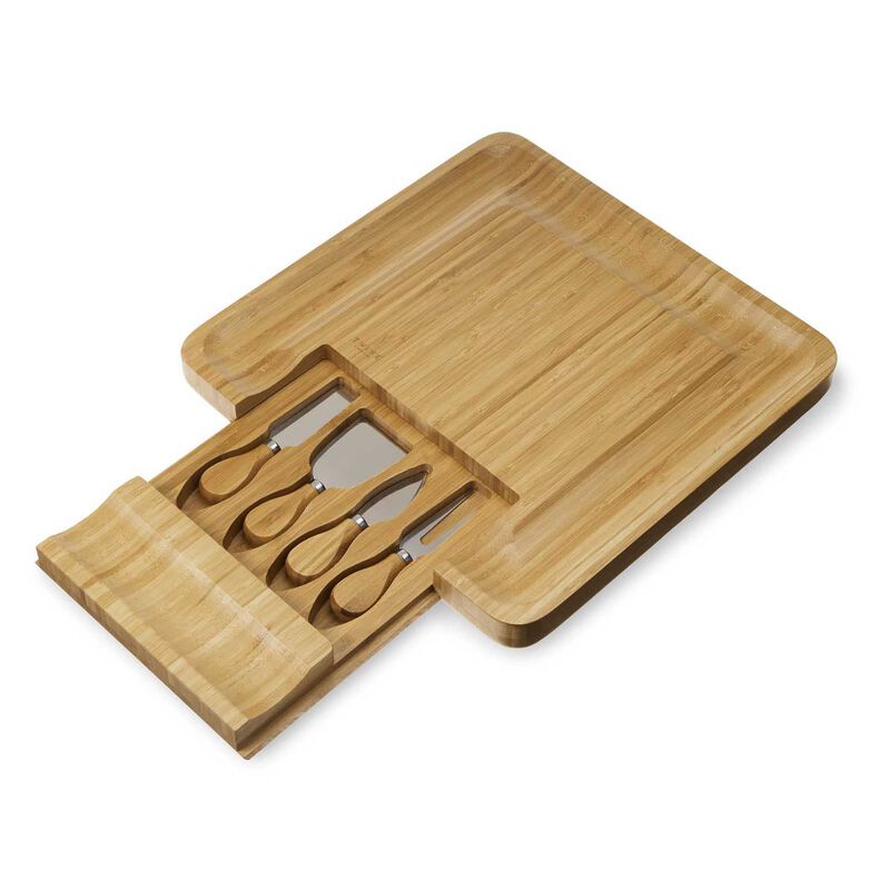 Four Piece Bamboo Cheese Board And Knife Set By Twine&reg; image number 0