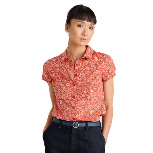 Seasalt Cornwall Rushmaker Shirt Sketched Field Papaya