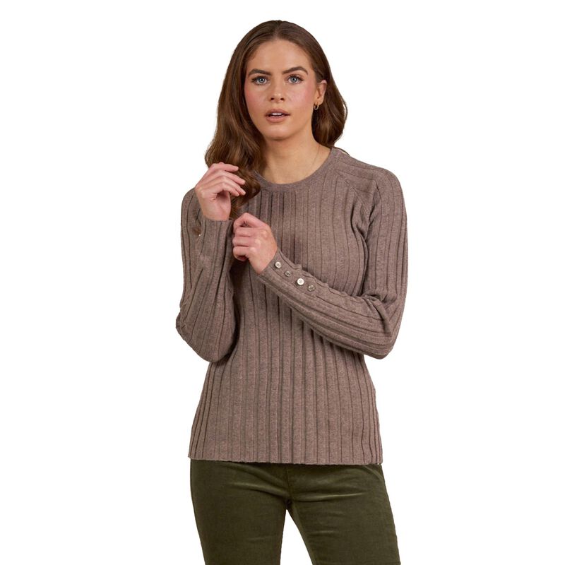 Vassalli Round Neck Ribbed Knit Jumper With Dome Cuff Detail image number 10
