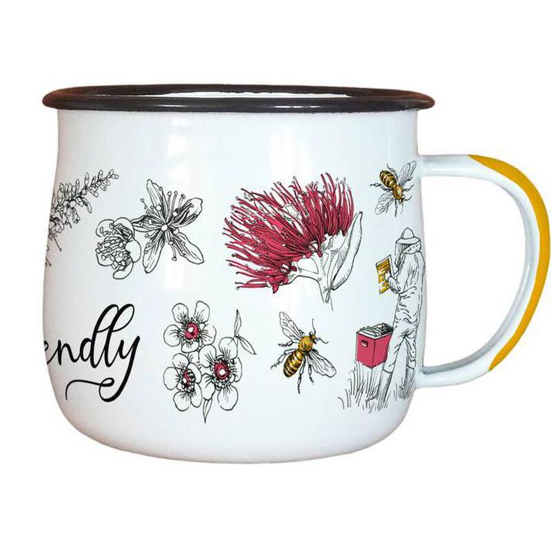 Tanya Wolfkamp Bee Friendly Flowers Enamel Mug image number 1