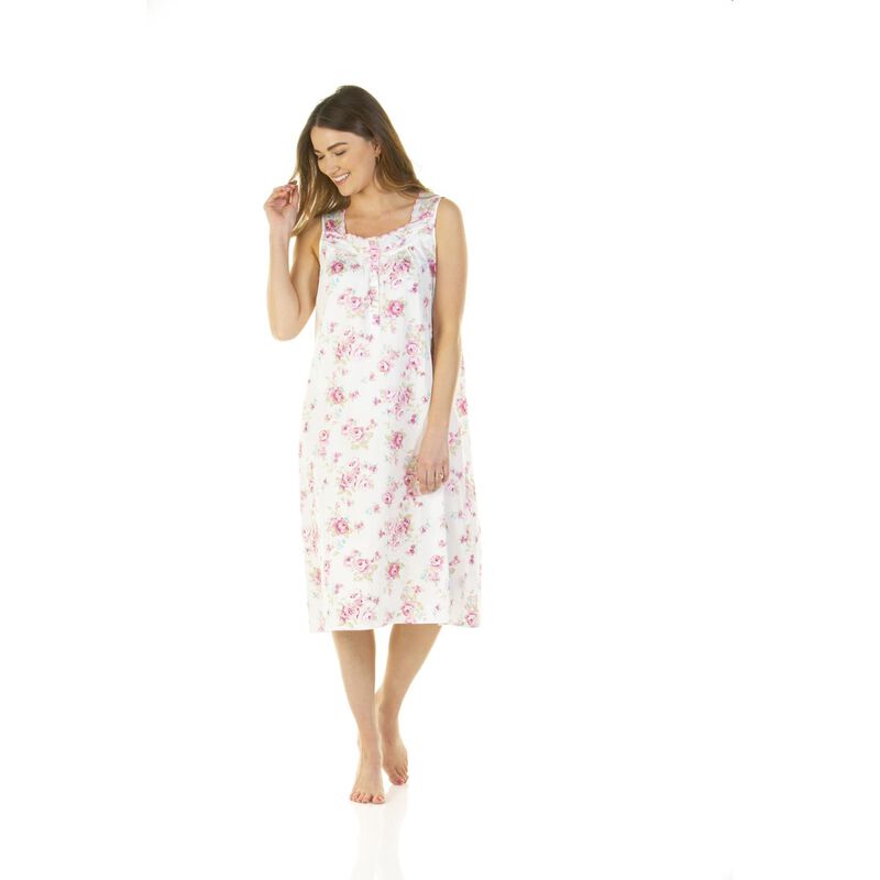 Sue Marks Cotton Roses Sleeveless Nightdress With Embroidery image number 3