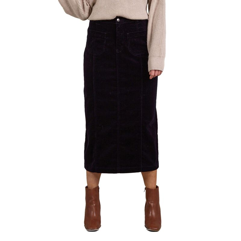 Vassalli Mid Length Cord Skirt With Front Panel Seams image number 0