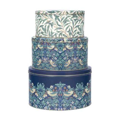 Arts & Crafts Set Of 3 Round Cake Tins Blues