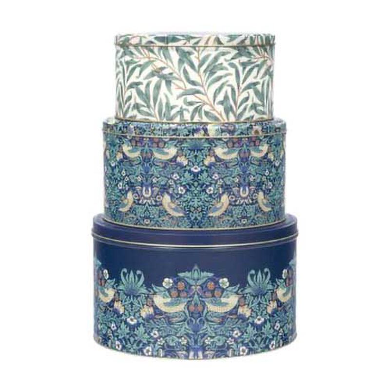 Arts & Crafts Set Of 3 Round Cake Tins Blues image number 0