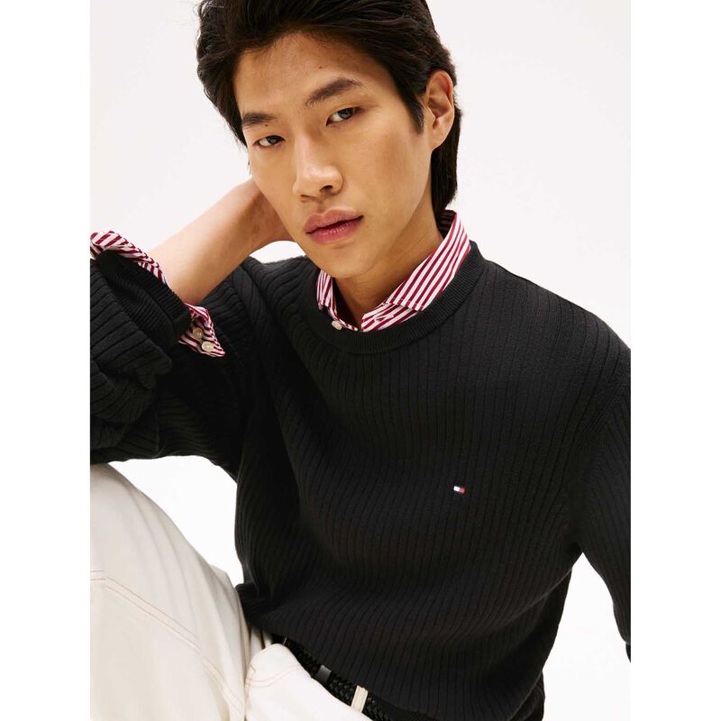 Tommy Hilfiger Rib-Knit Crew Neck Jumper With Cashmere image number 2