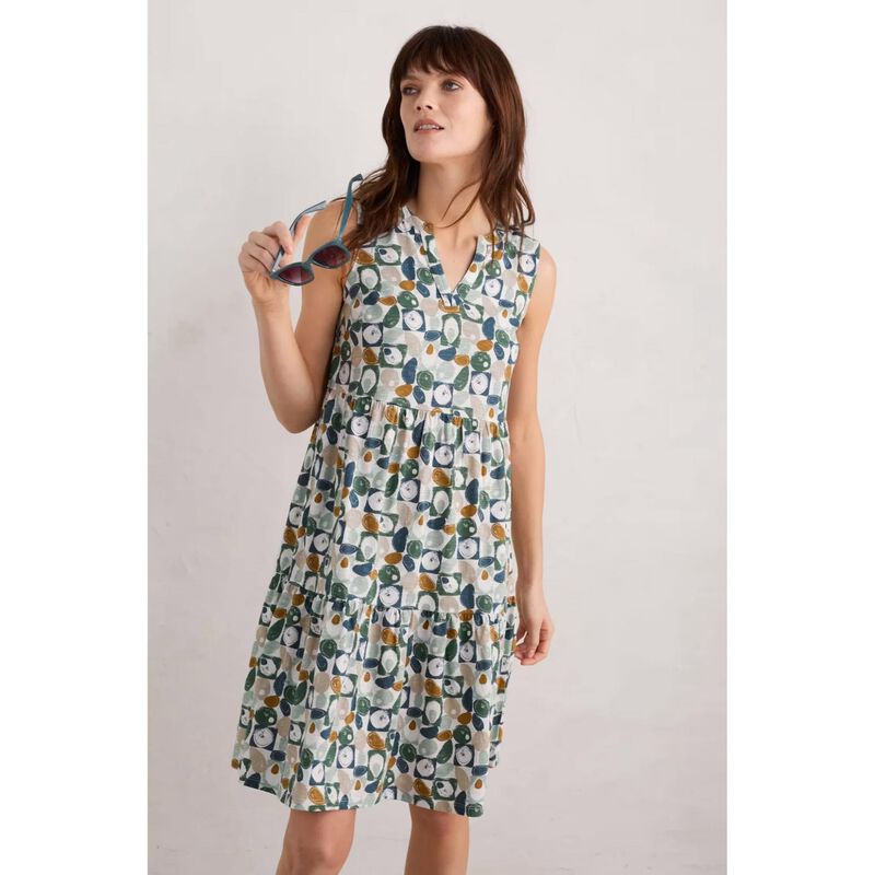Seasalt Cornwall Bodelva Dress Geo Pebbles Chalk image number 3