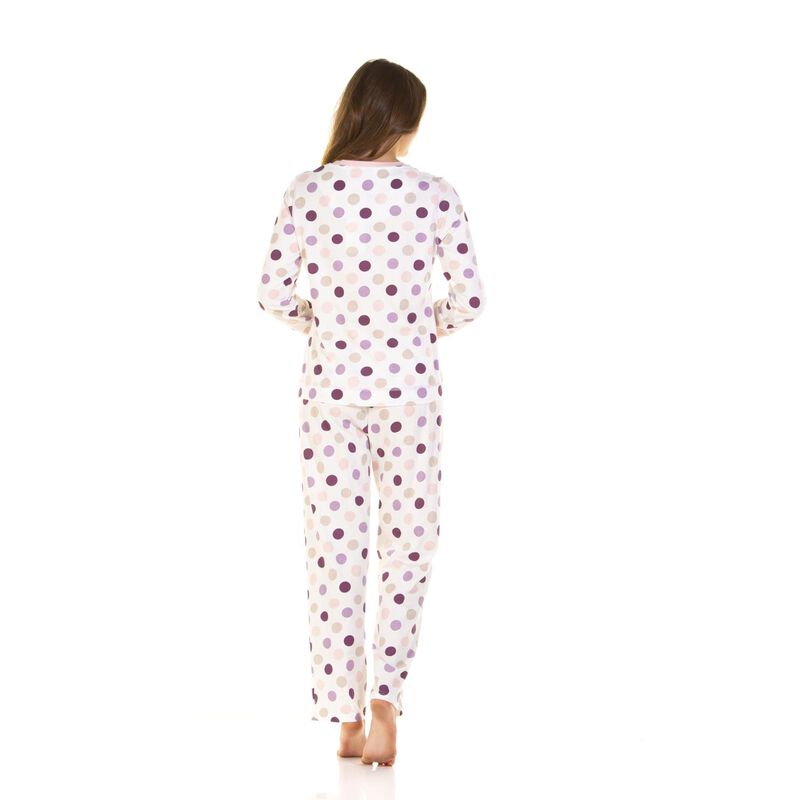 Sue Marks Misty Dots Cotton Long Sleeve Placket Pyjamas image number 3