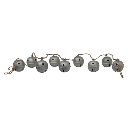 French Country Jingle Bell Garland Crackle Grey