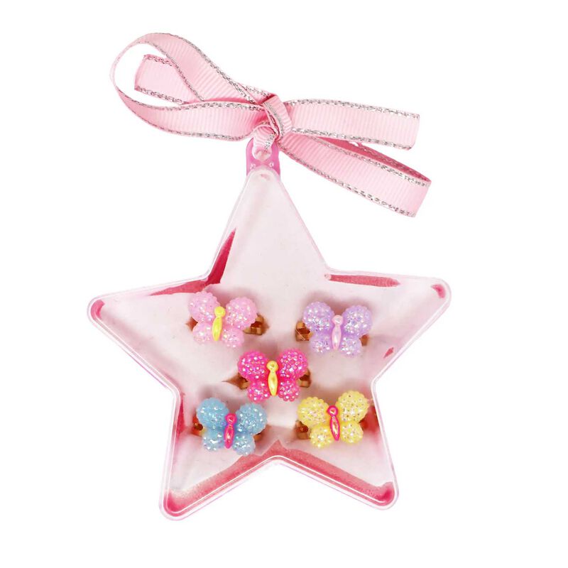 Pink Poppy Sparkle Butterfly Rings image number 0