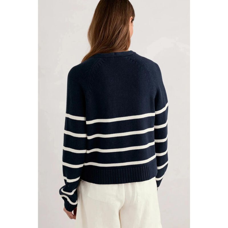 Seasalt Cornwall Castle Beach Cardigan Stripe Porthole Maritime Chalk image number 1