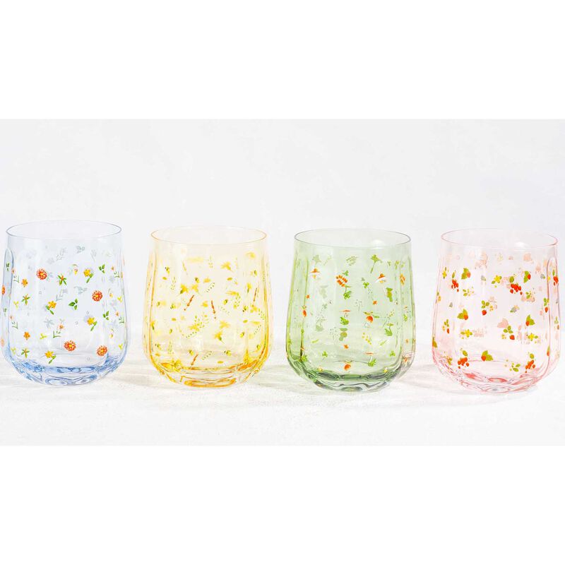 Urban Products Strawberry Fields Floral Tumbler Glass Pink 11cm Set Of 2 image number 1