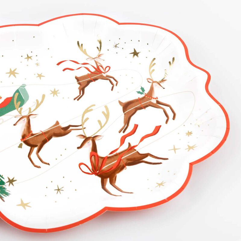 Meri Meri Santa, Sleigh & Reindeer Plates x 8 image number 1