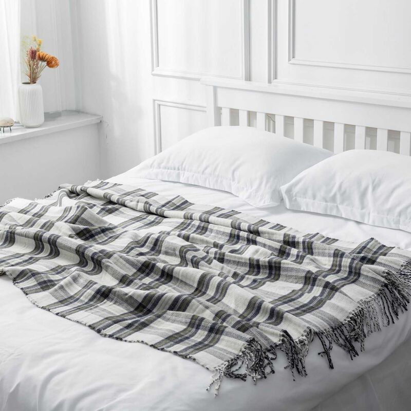 Top Drawer Highland Check Wool Mix Blanket 130x150cm Blue/Green image number 3