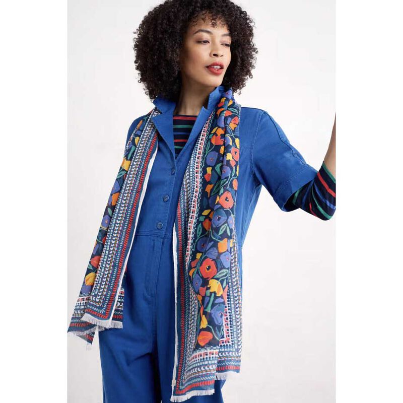 Seasalt Cornwall May Garland Scarf Zennor Blooms Border Mix image number 1