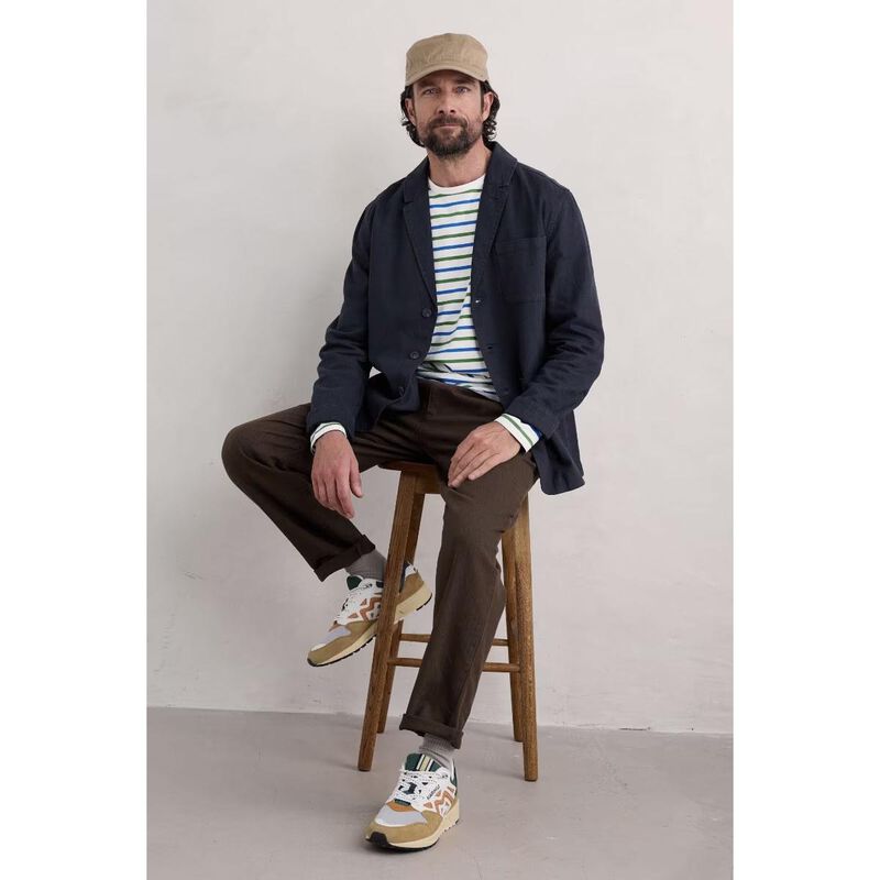 Seasalt Cornwall Men's Sailor Shirt Duet Breton Chalk Waterside image number 3