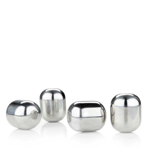 Viski Glacier Rocks Stainless Steel Wine Globes, Set of 4