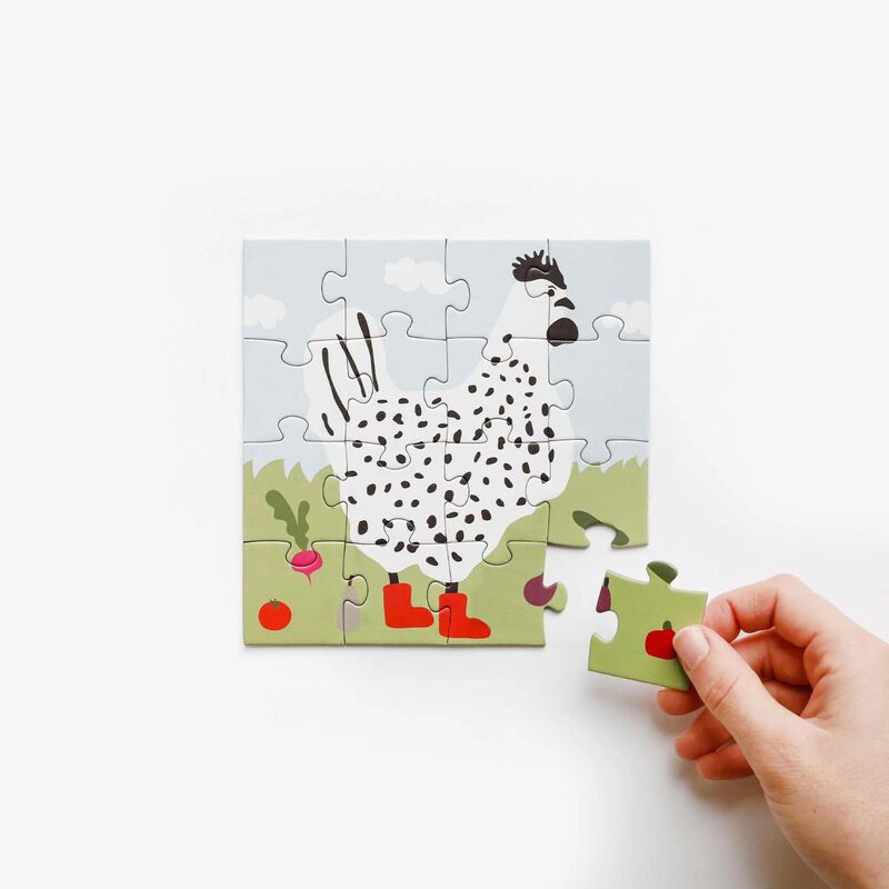 Father Rabbit Rooster Red Boots 16 Piece Puzzle Hanging Gift Box image number 1