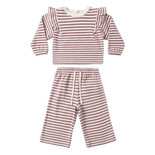 Quincy Mae Ruffle Cozy Set Stripe 2-5Y
