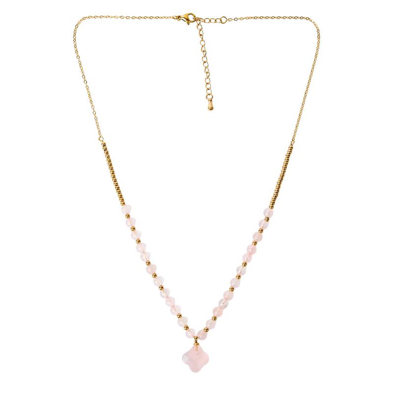 Stella + Gemma Necklace Gold with Pink Clover image number 1