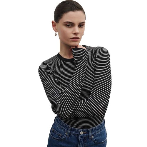 Nude Lucy Organic Stripe Rib Ls Tee