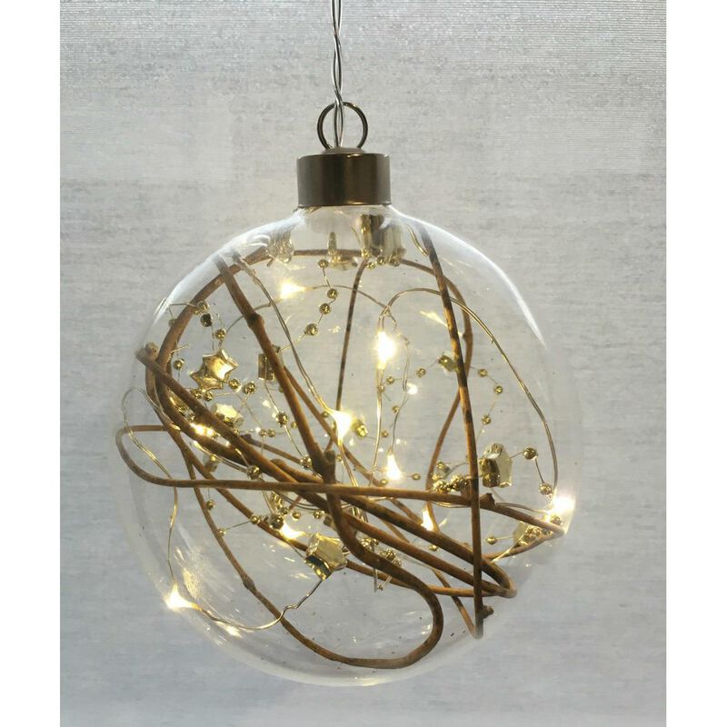 Stellar Haus Sparkly Gold Bead Hanging Glass Light Sphere 15cm image number 0