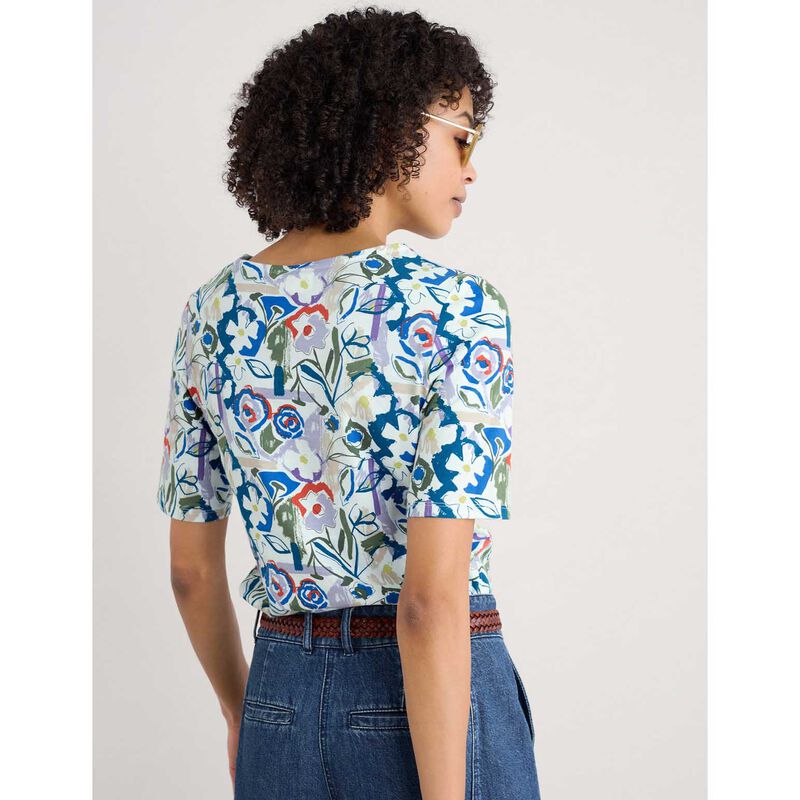 Seasalt Cornwall Poisson T-Shirt Studio Floral Chalk image number 1