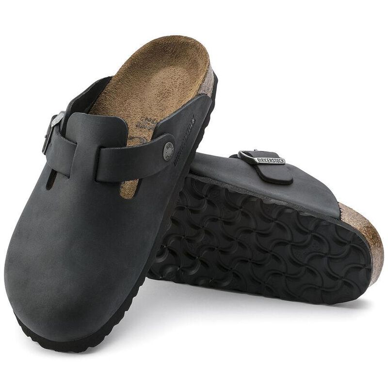 Birkenstock Boston Oiled Leather Black Regular Width Sandal image number 3