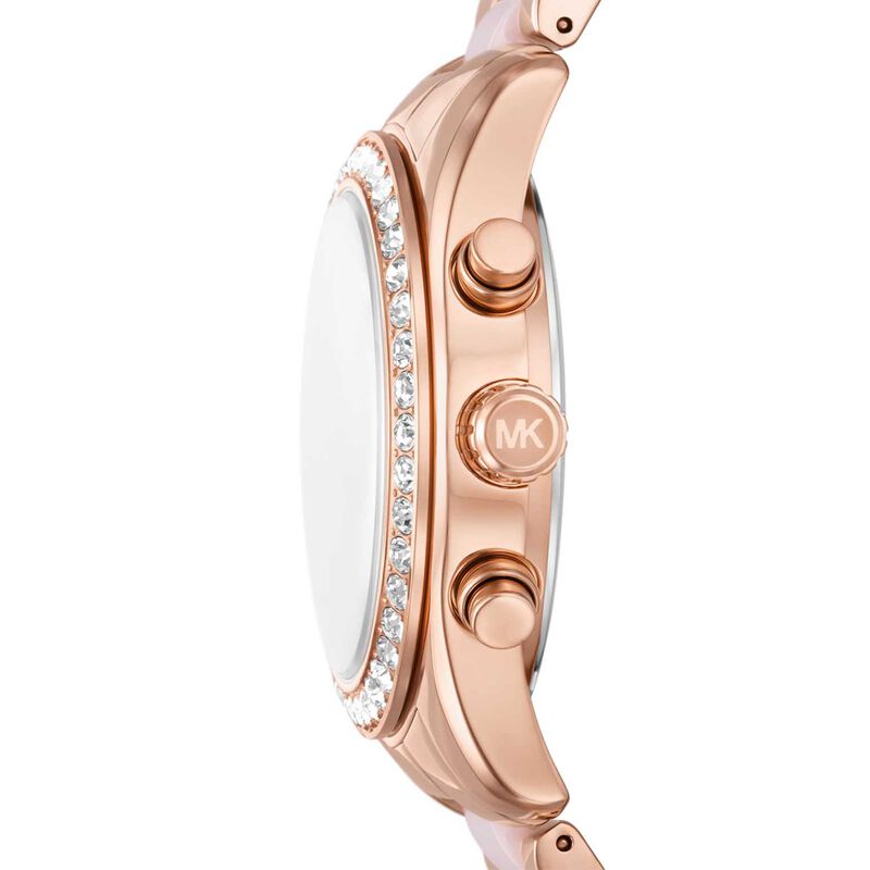Michael Kors Lexington Chronograph Pink Ceramic And Rose Gold-Tone SS Watch image number 2