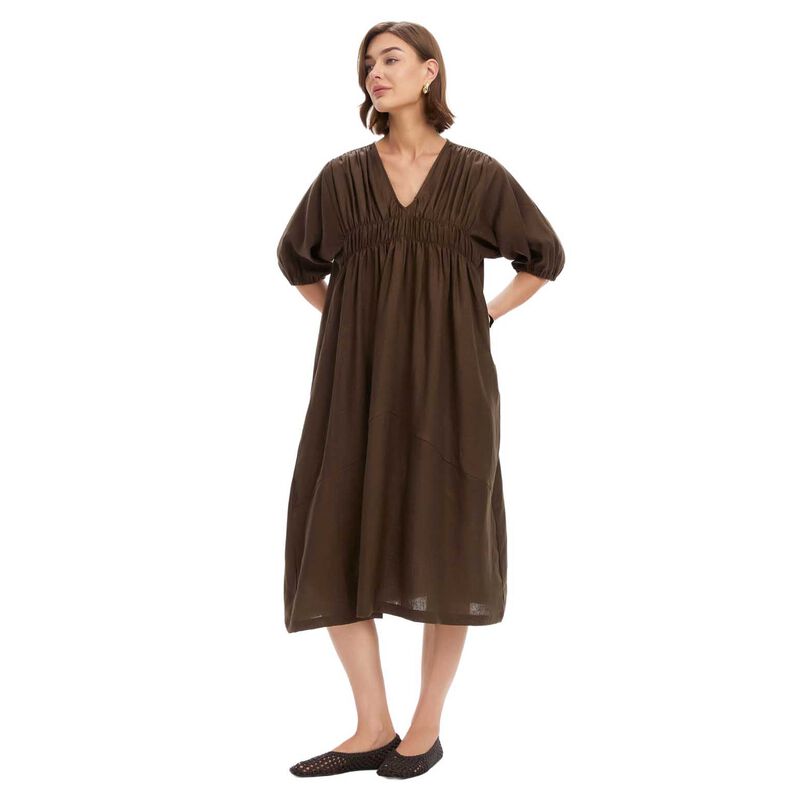 TIRELLI Puff Sleeve Gather Front Dress image number 0