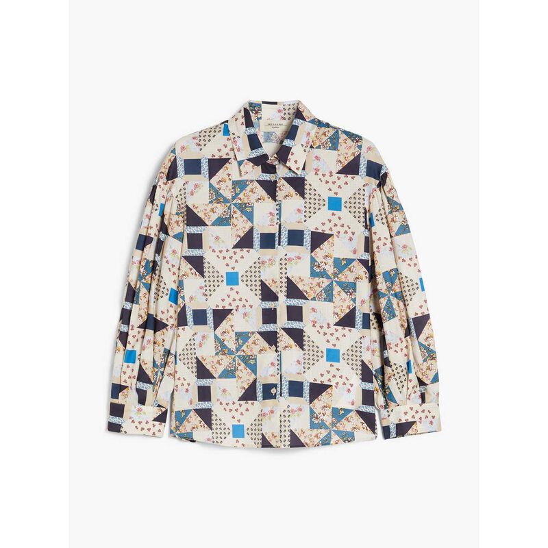 Weekend Max Mara Mescal Cotton Satin Patchwork Shirt image number 2